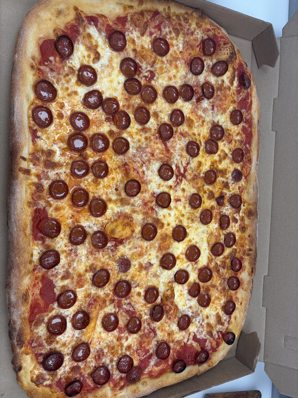 Cinelli's sheet pizza with cup-and-char pepperoni — pizza takeout and delivery in Greece, NY