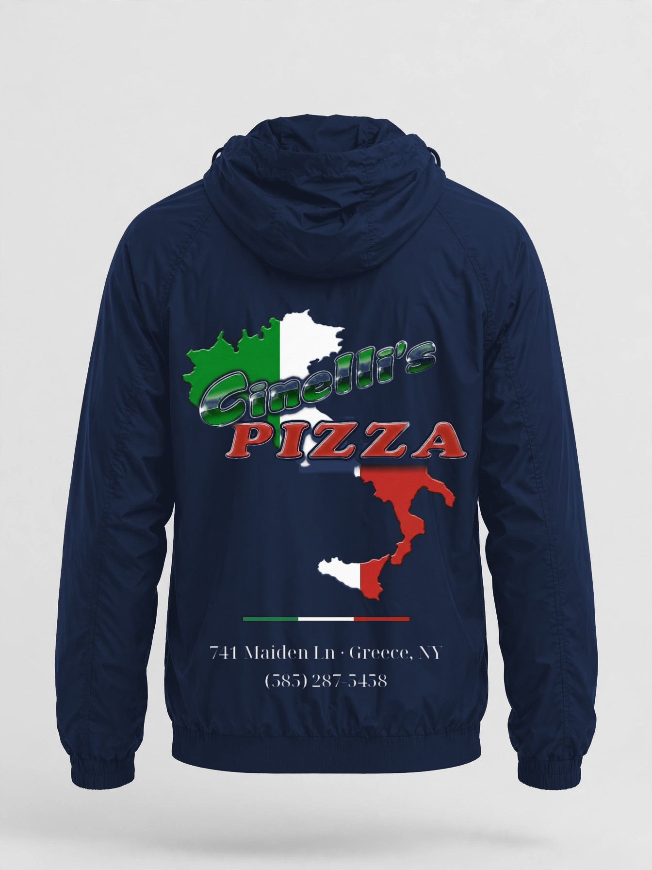 Premium Windbreaker product photo — Navy — back