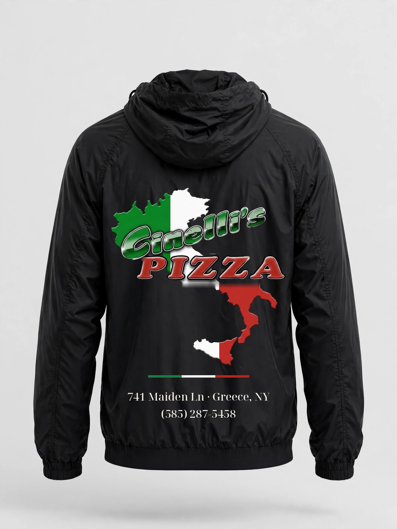 Premium Windbreaker product photo — Black — back