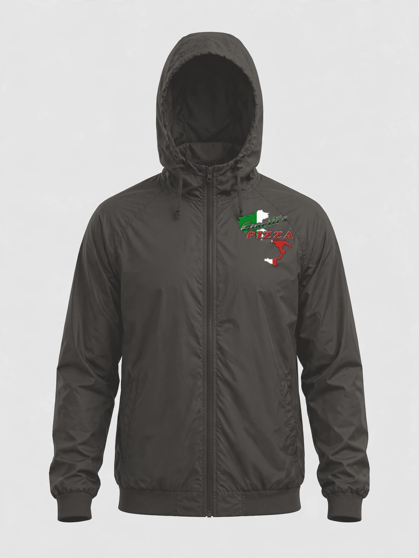 Premium Windbreaker product photo — Charcoal — front