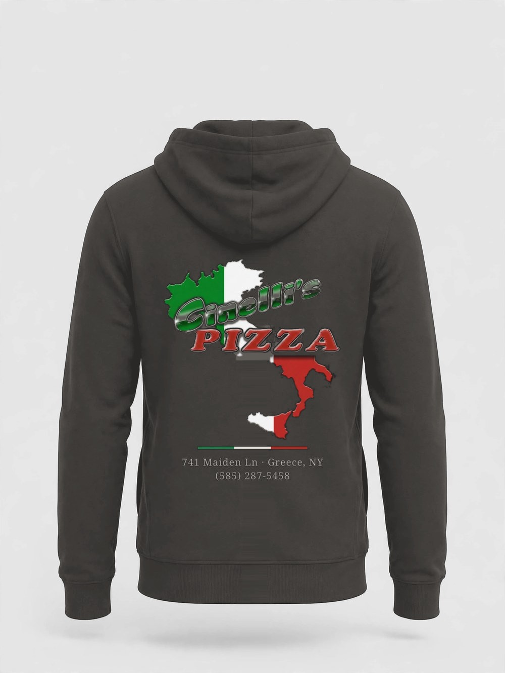 Zip-Up Hoodie product photo — Charcoal — back
