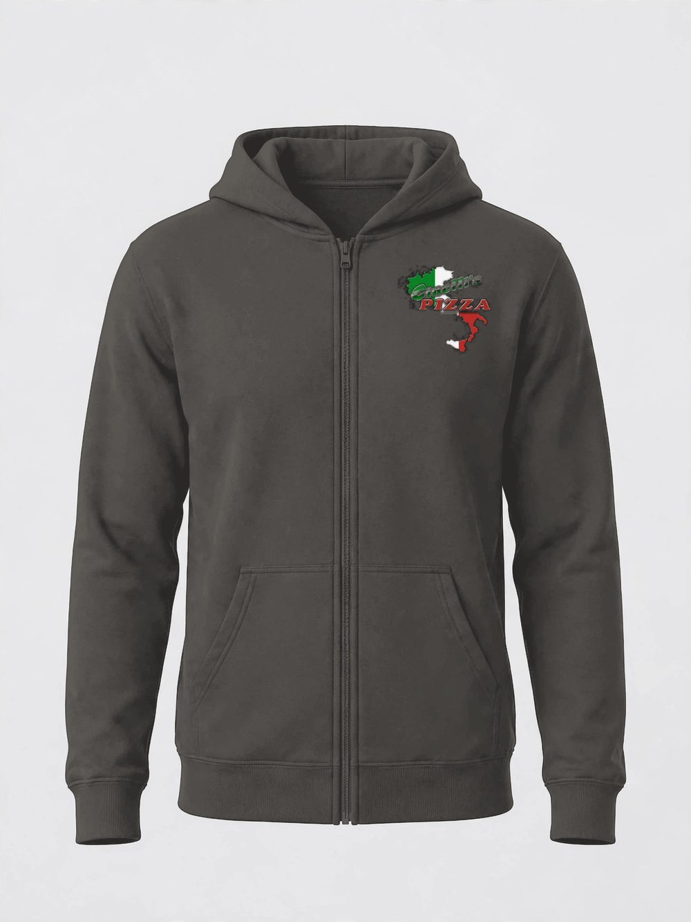 Zip-Up Hoodie product photo — Charcoal — front